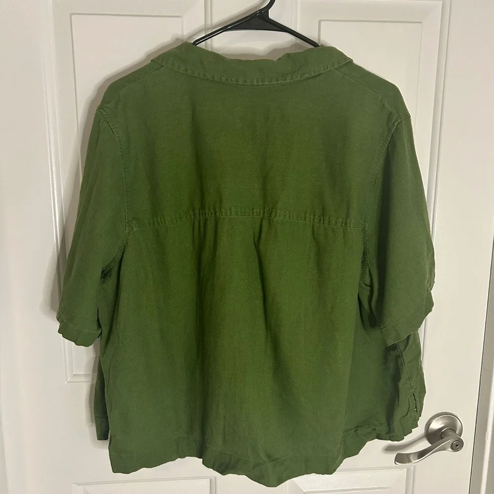 Universal Thread Womens Linen Blend Shirt XXL Green Button Up Top (0278) - Picture 3 of 7
